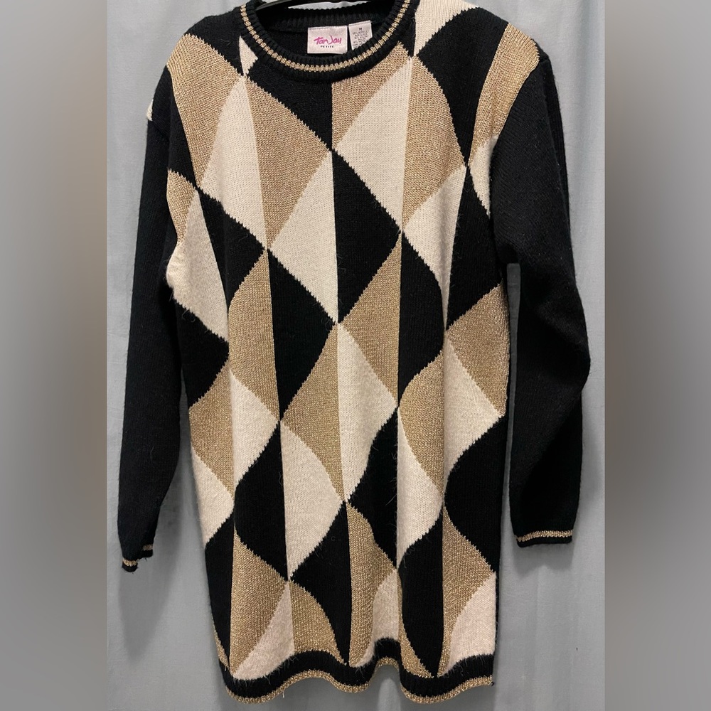 Tan Jay petite medium vintage harlequin sweater